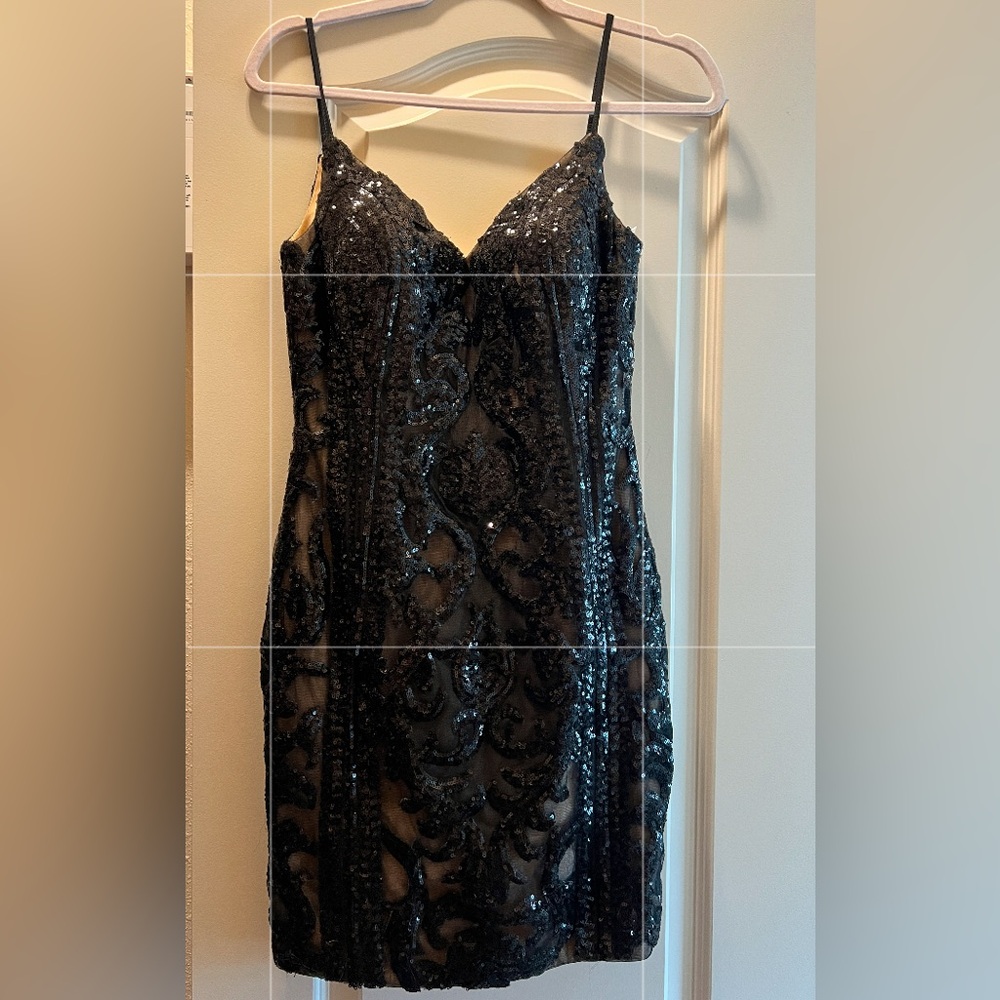 Jovani sequence mini black dress